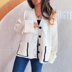 Damen Strickjacke mit eleganten Taschen und strukturiertem Design R&B