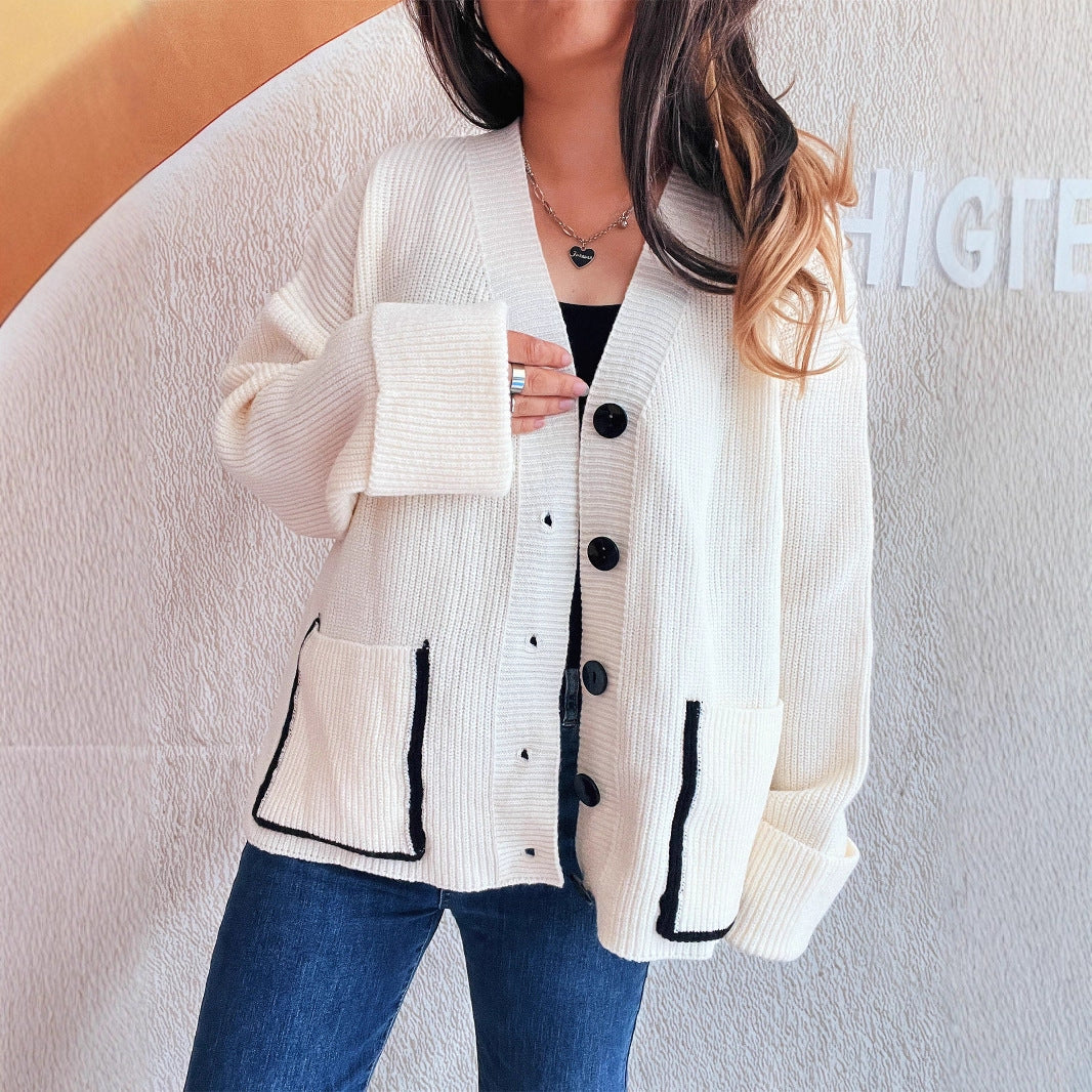 Damen Strickjacke mit eleganten Taschen und strukturiertem Design R&B