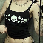 Damen Tanktop mit frechem Totenkopf-Design und schmalen Trägern R&B
