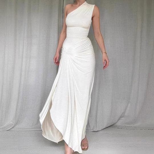 Damen Elegantes Wickelmaxikleid mit asymmetrischem Schnitt und figurformendem Design R&B