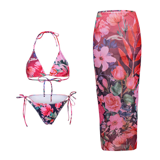 Damen Strand-Bikini-Set mit lässigem Maxi-Rock R&B