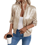 Damen Glänzende Bomberjacke R&B