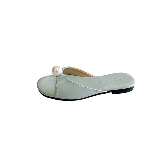 Damen elegante Mules mit Perlenakzent R&B