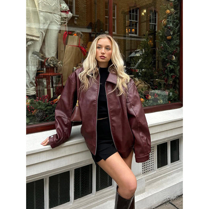 Damen modische jacke im Oversized-Stil mit Reißverschluss R&B