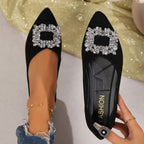 Damen elegante Ballerinas mit funkelnder Kristall-Applikation R&B