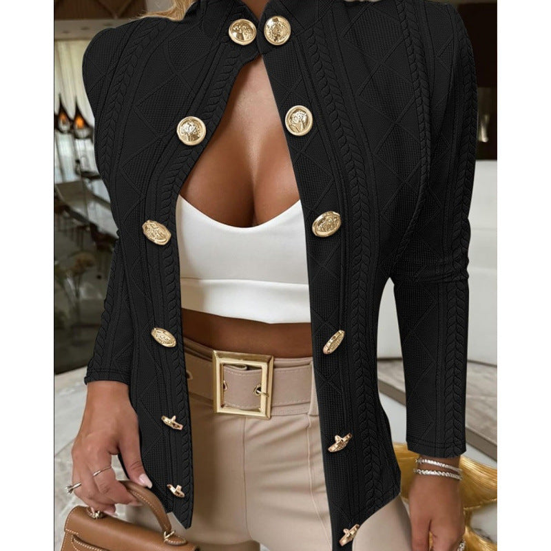 Damen Elegante und modische Strickjacke mit dekorativen Knöpfen R&B