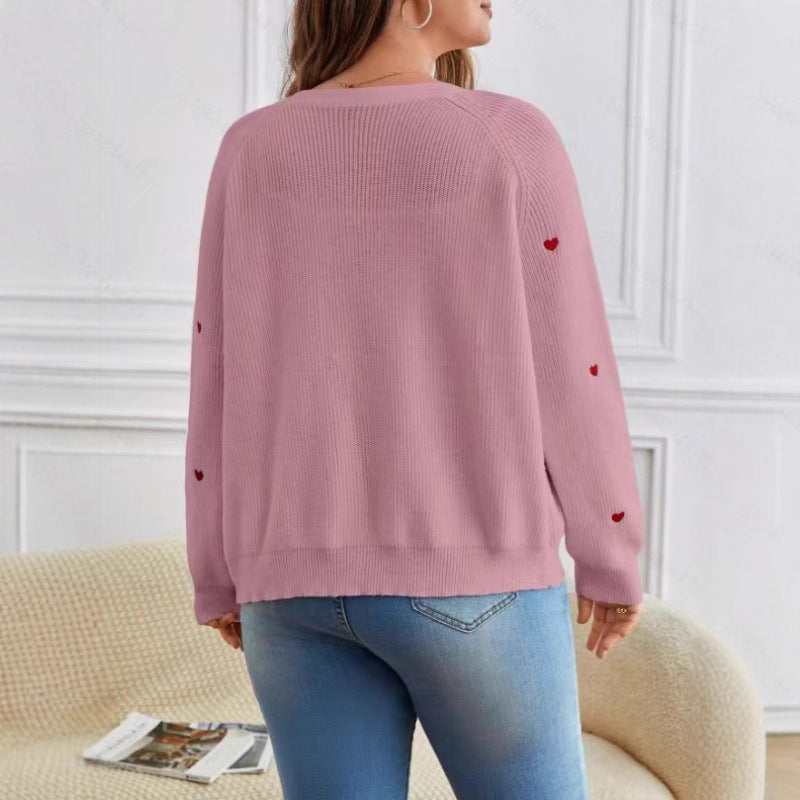 Damen Strickjacke mit Herzchen-Applikationen und lässigem Schnitt R&B