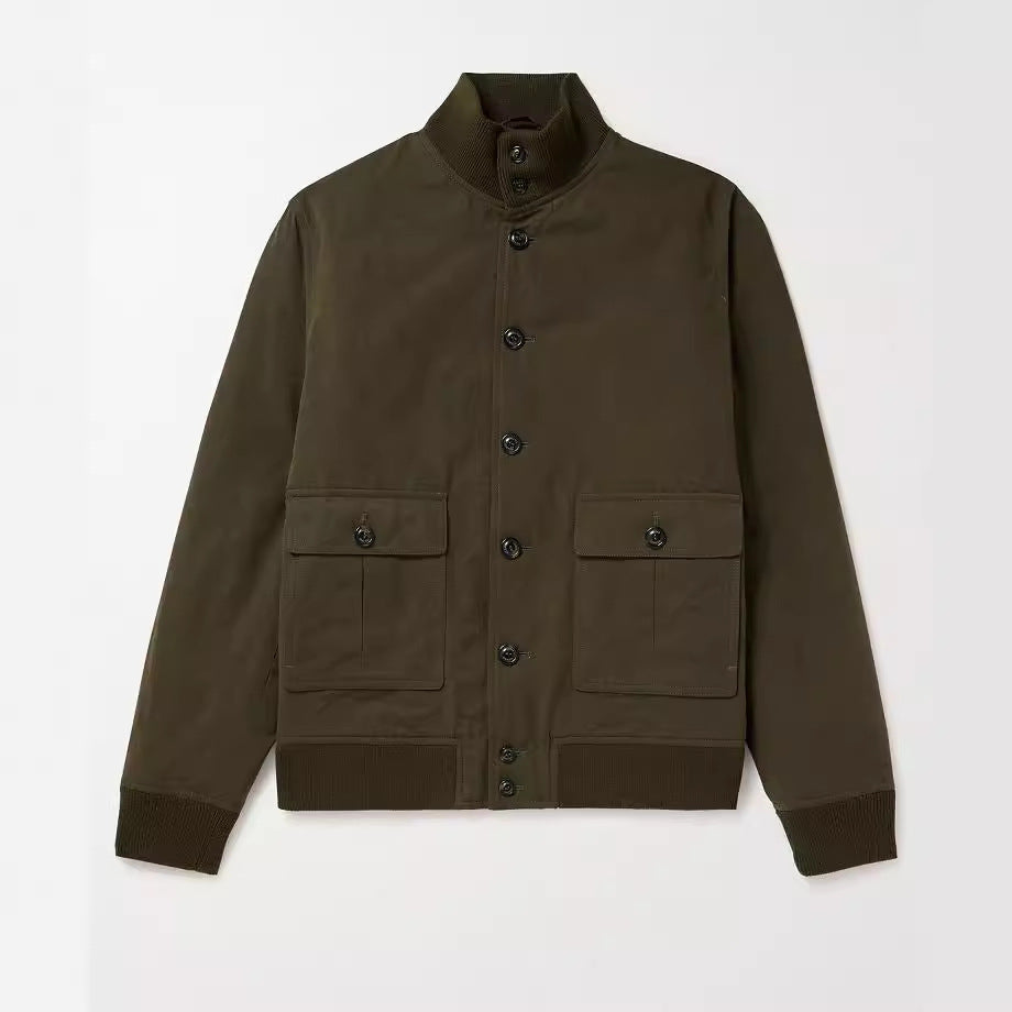 Herren elegante Wildlederjacke mit praktischem Kragen und aufgesetzten Taschen R&B