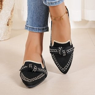 Damen elegante Mokassins mit modischem Schleifen-Detail R&B