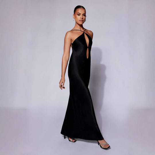 Damen Elegantes Maxikleid mit raffiniertem Cut-Out und schmalen Trägern R&B
