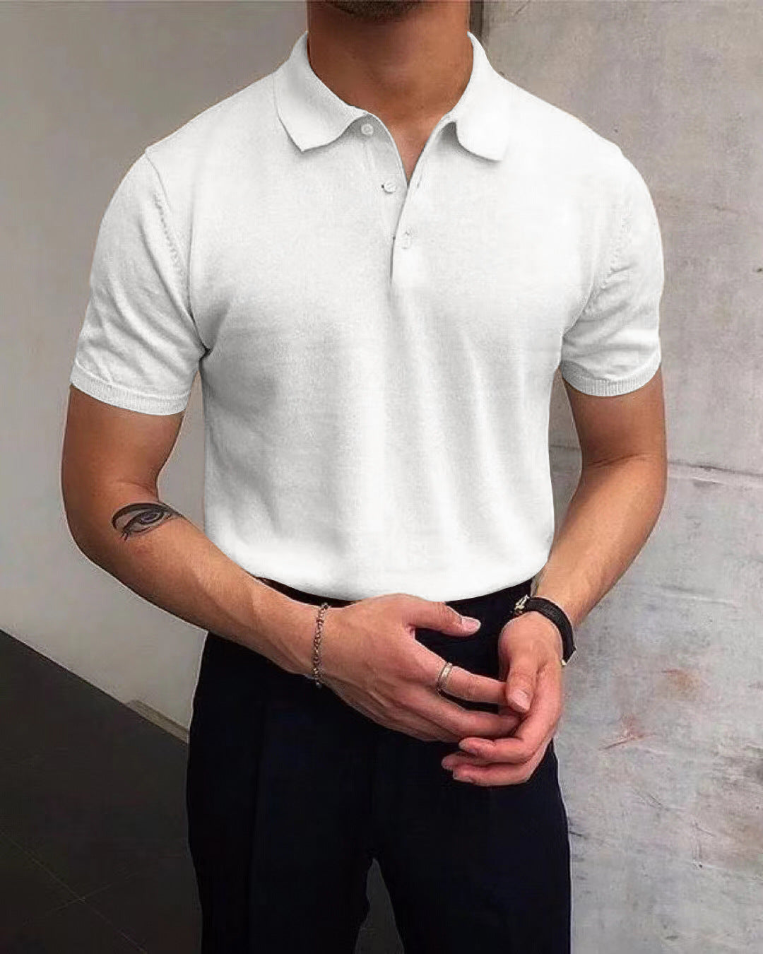 Herren Polo-Shirt aus atmungsaktiver Baumwolle mit elegantem Kragen R&B