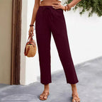 Damen lässige Chino-Hose mit elastischem Bund R&B