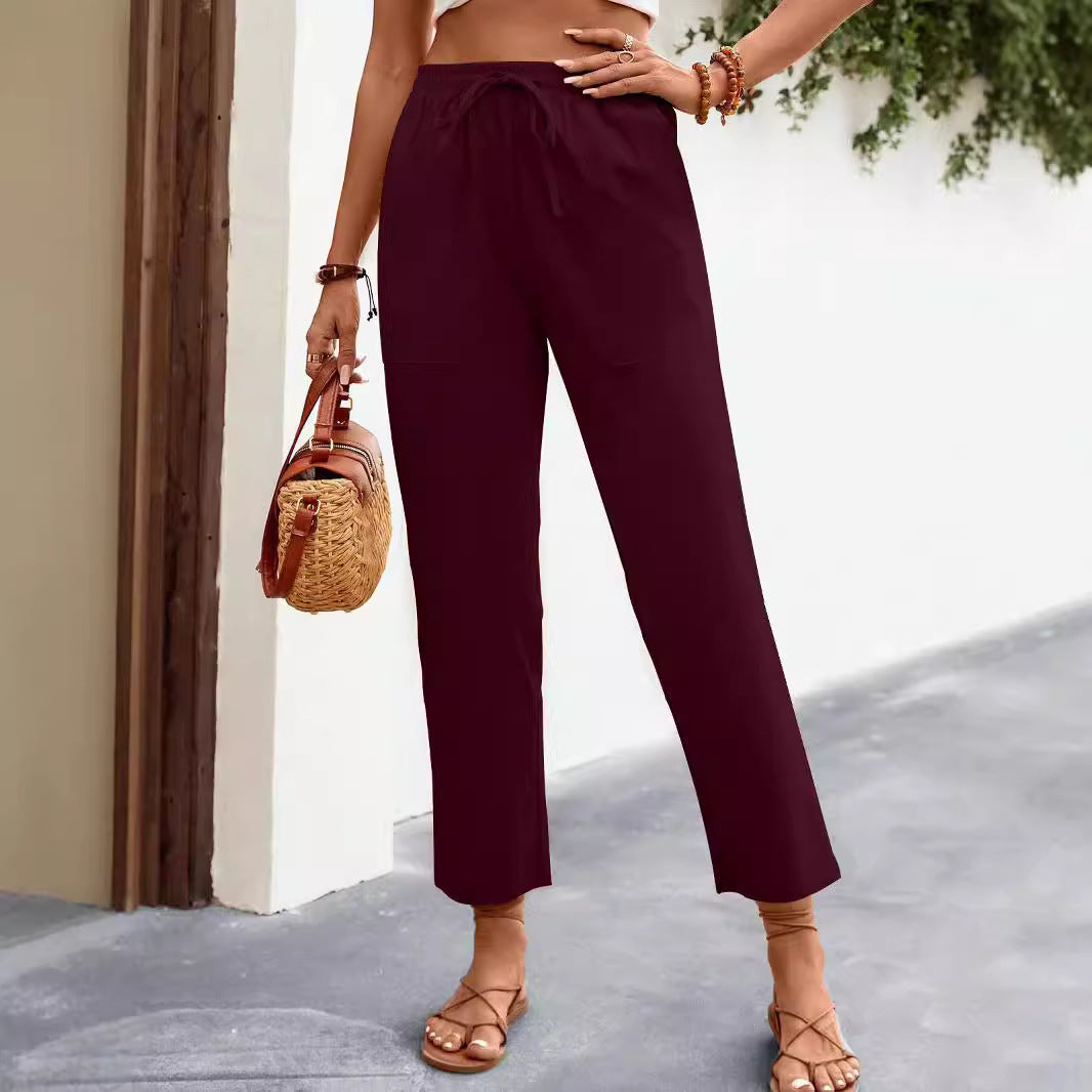 Damen lässige Chino-Hose mit elastischem Bund R&B