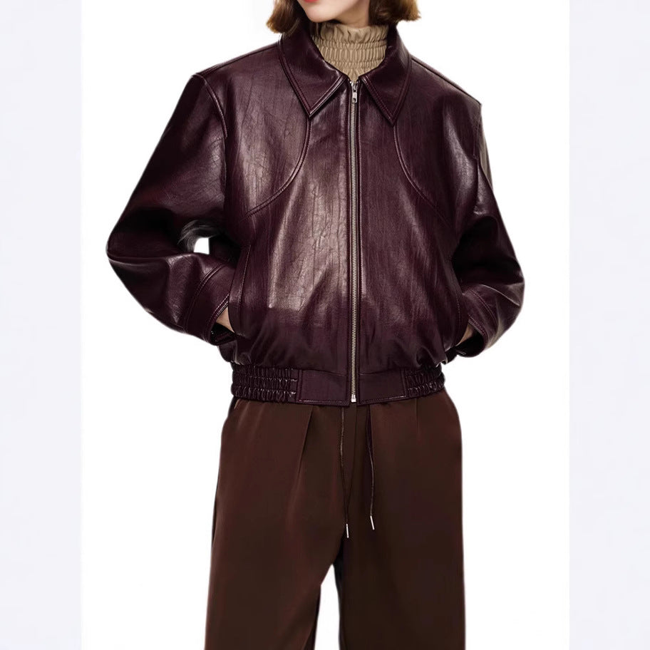 Damen Kunstlederjacke im modischen Schnitt mit elastischem Bund R&B