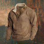 Herren Fleece-Pullover mit hohem Kragen und robusten applikationen R&B