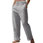 Herren lässige Leinenhose mit verstellbarem Kordelzug und praktischen Seitentaschen R&B