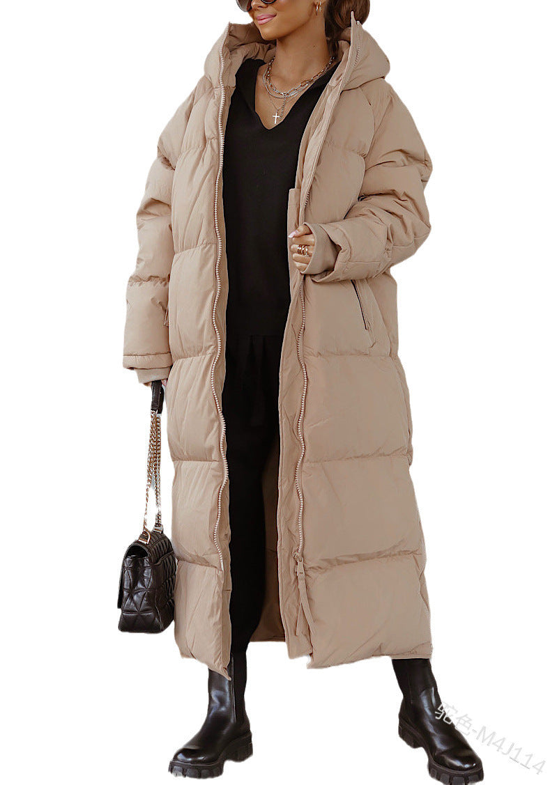 Damen gesteppte Langjacke mit Kapuze und praktischen Seitentaschen R&B