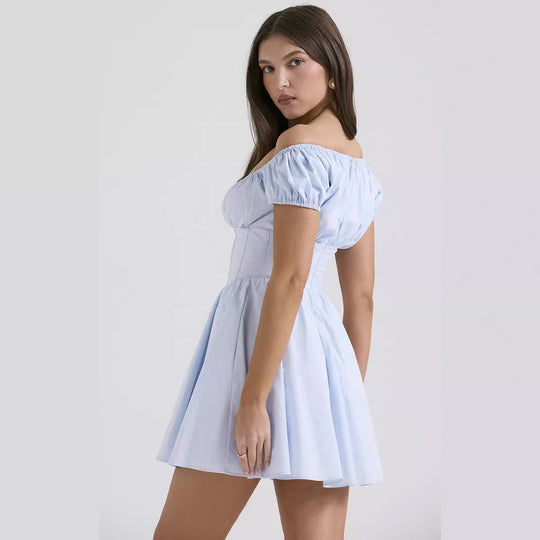 Damen Mini-Kleid mit elegantem Rüschendesign und figurbetontem Oberteil R&B