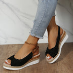 Damen Wedge-Pantoletten mit dekorativem Knoten-Design und komfortablem Fußbett R&B