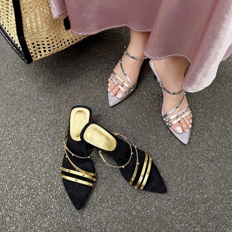 Damen schicke Mules mit eleganten Riemchen R&B