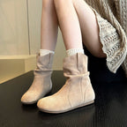 Damen modische Stiefel aus weichem Wildleder mit flexiblem Falten-Design R&B