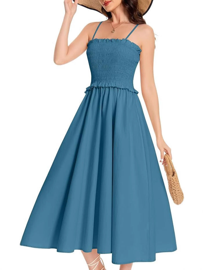 Damen Maxikleid mit geschnürtem Oberteil und fließendem Rock R&B