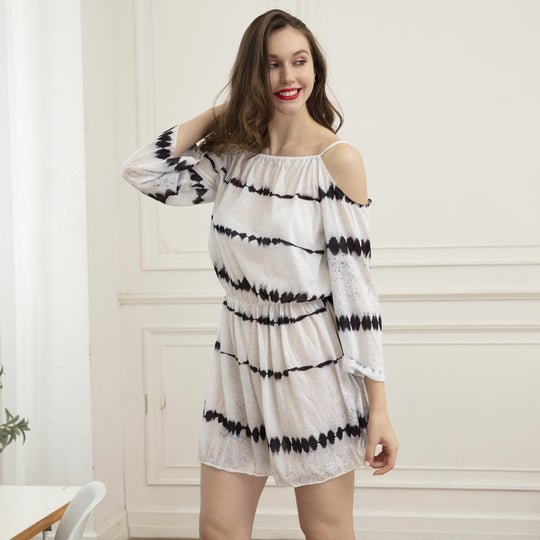 Damen luftiges Sommerkleid mit raffiniertem Cut-Out und elastischem Bund R&B
