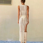 Damen Enges Strickkleid mit transparenten Details R&B