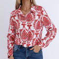 Damen Bluse mit floralen Muster und klassischem Kragen R&B