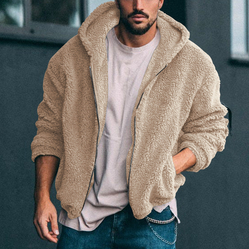 Herren Fleecejacke mit Kapuze und weich strukturiertem Innenfutter R&B
