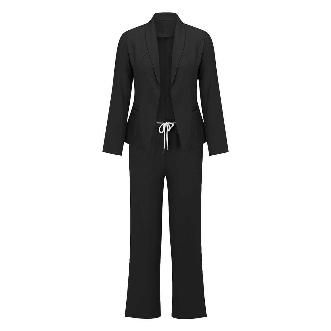 Damen eleganter Jumpsuit mit Blazer-Optik und verstellbarem Taillenzug R&B