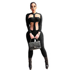 Damen Figurbetonter Einteiler mit Cut-Out-Details und langem Arm R&B