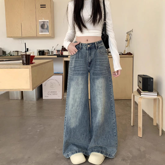 Damen Hochtaillierte Weitjeans im trendigen Streetstyle R&B