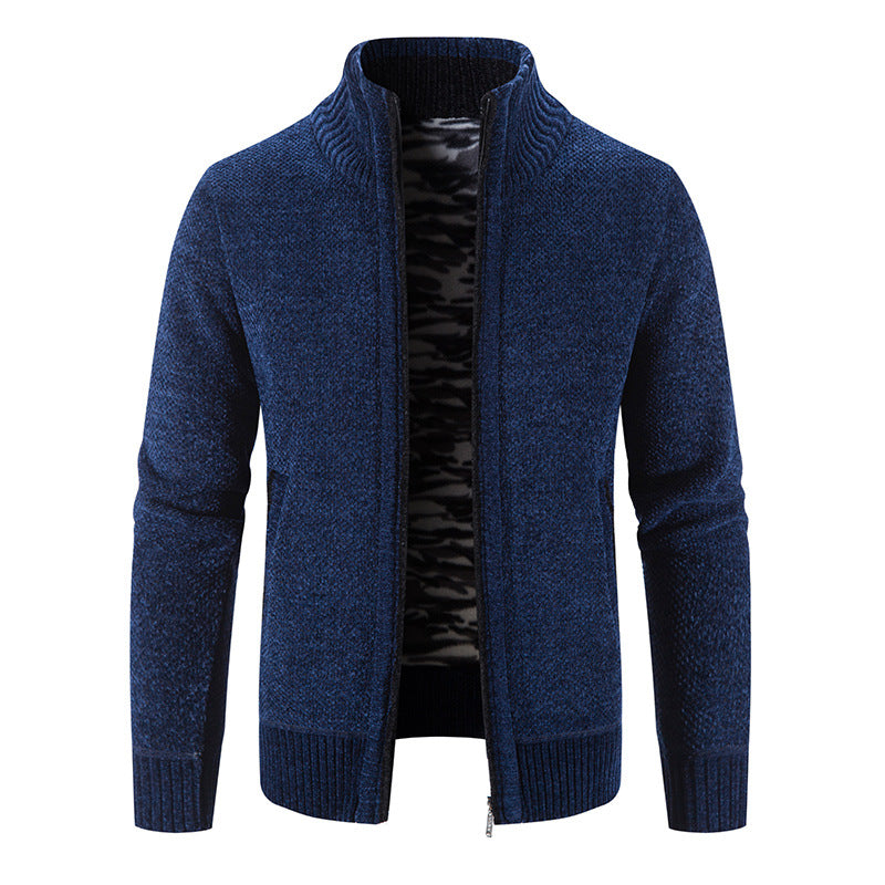 Herren Strickjacke mit hohem Kragen und praktischen Reißverschlusstaschen R&B