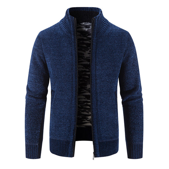 Herren Strickjacke mit hohem Kragen und praktischen Reißverschlusstaschen R&B