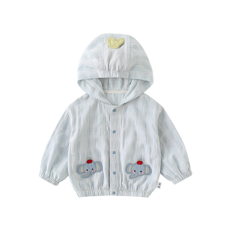 Unisex nan leichte Baby Kapuzenwindjacke mit Elefantenapplikation R&B