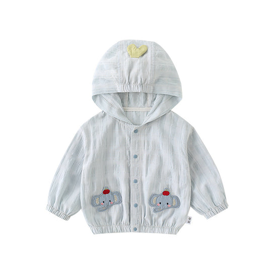 Unisex nan leichte Baby Kapuzenwindjacke mit Elefantenapplikation R&B