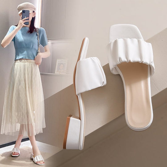 Damen elegante Mules mit modischer Raffung R&B