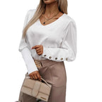 Damen gehobenes Oberteil mit eleganten Knopfdetails R&B
