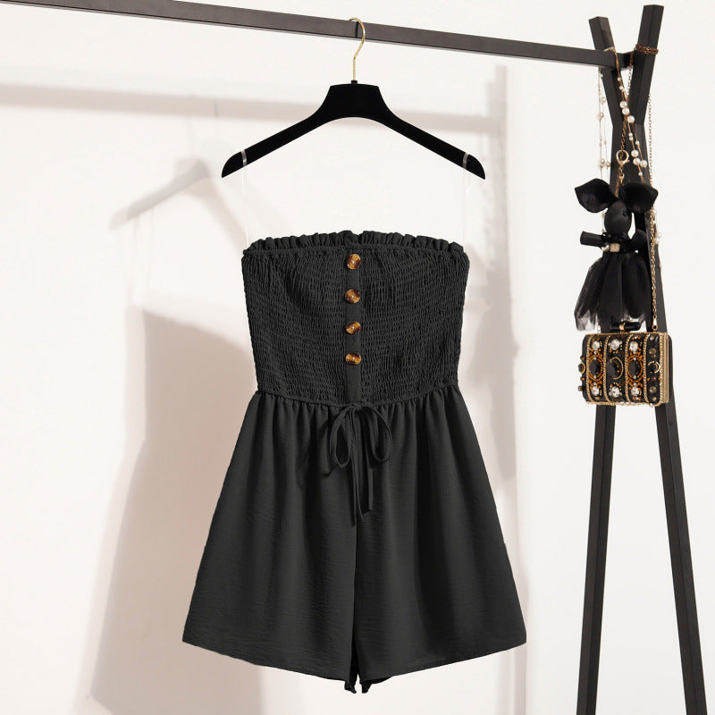 Damen Jumpsuit mit knopfbetonter Taille und elastischem Oberteil R&B