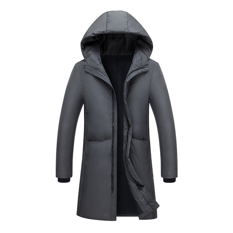 Damen lange Steppjacke mit großzügiger Kapuze und praktischen Taschen R&B