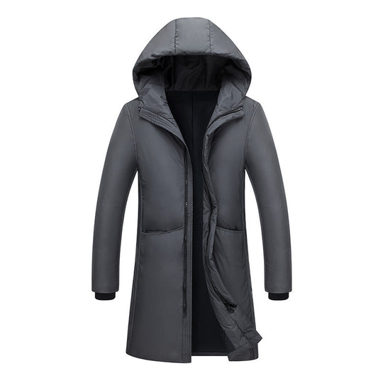 Damen lange Steppjacke mit großzügiger Kapuze und praktischen Taschen R&B
