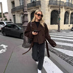 Damen modische cropped Jacke mit breitem Kragen und tailliertem Schnitt R&B