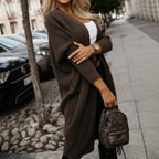 Damen modische Langarm Strickjacke mit offenem Schnitt und Waffelmuster
