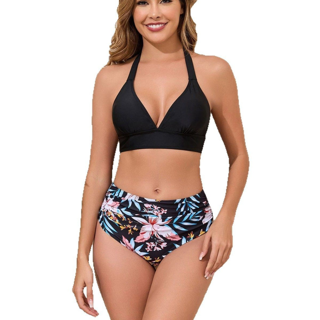 Damen Triangel-Bikini-Set mit hohem Bund und floralem Design R&B