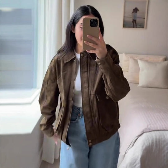 Damen jacke mit zwei großen Taschen und praktischem Reißverschluss R&B