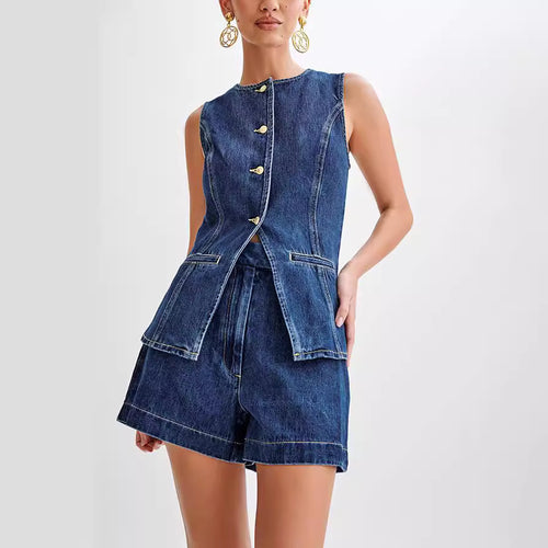 Damen Denim Weste mit Shorts R&B