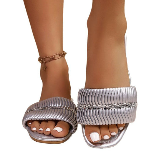 Damen Modische Komfort-Sandalen mit glitzernden Riemen R&B