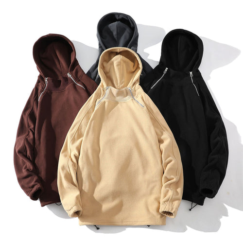 Herren Fleece Hoodie mit Reißverschluss und hohem Kragen R&B
