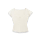 Damen figurbetontes kurzärmliges Shirt mit Rippstruktur R&B